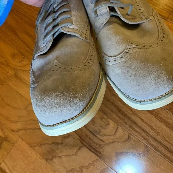 Cole Haan Grand OS Men's Gray Suede Wingtip Oxford Lace-Up Sneakers Size 10