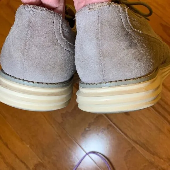 Cole Haan Grand OS Men's Gray Suede Wingtip Oxford Lace-Up Sneakers Size 10