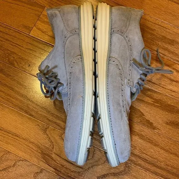 Cole Haan Grand OS Men's Gray Suede Wingtip Oxford Lace-Up Sneakers Size 10
