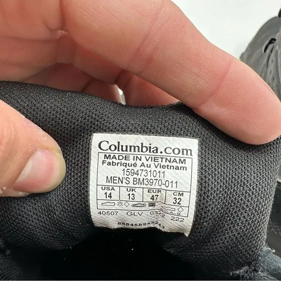 Columbia Boots Mens 14 Newton Ridge Plus II Hiking Waterproof Trail Ankle Black