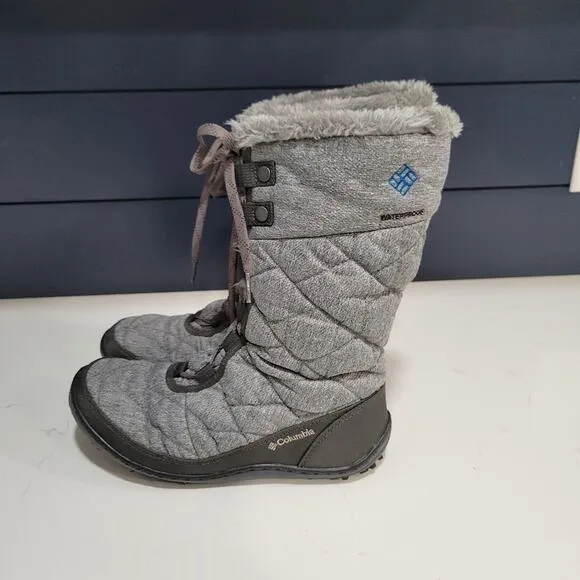 Columbia Minx Mid Waterproof Omni Heat Quilted Gray Boots Size 7.5