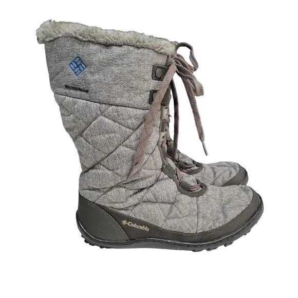 Columbia Minx Mid Waterproof Omni Heat Quilted Gray Boots Size 7.5