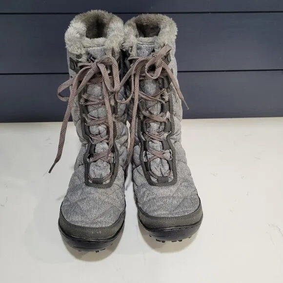 Columbia Minx Mid Waterproof Omni Heat Quilted Gray Boots Size 7.5