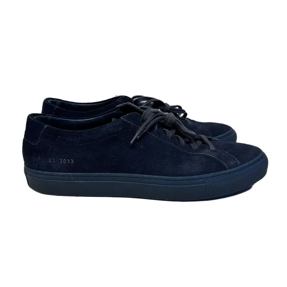 Common Projects Men's US 8 / EU 41 Achilles Suede Sneakers in Navy Blue 2152
