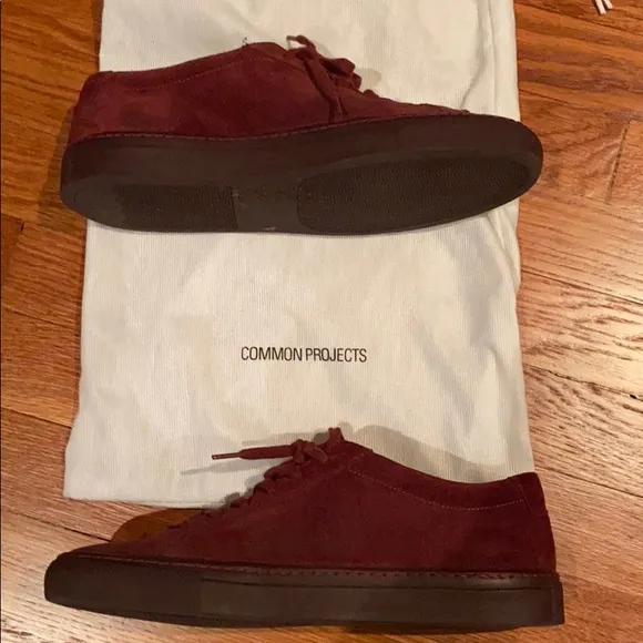 Common projects red suede minimalist sneakers