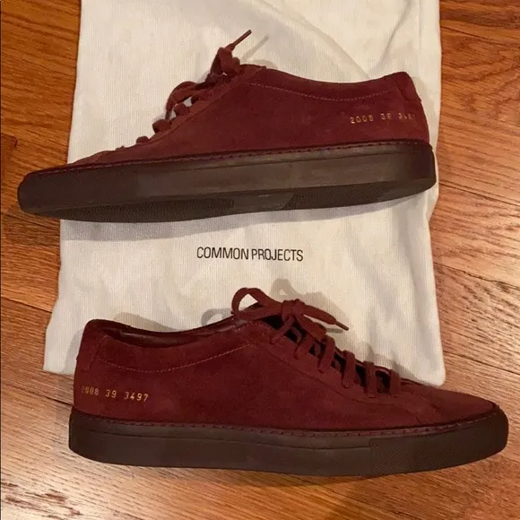 Common projects red suede minimalist sneakers