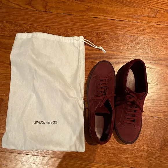 Common projects red suede minimalist sneakers