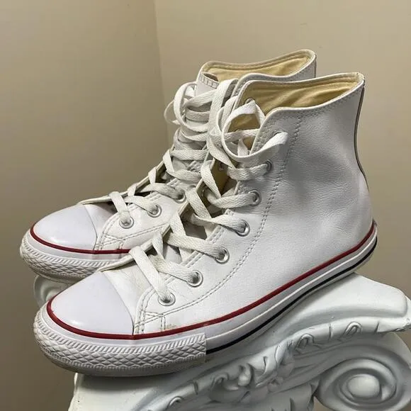 Converse - All Leather Hightop Classic Shoes - White - 8.5