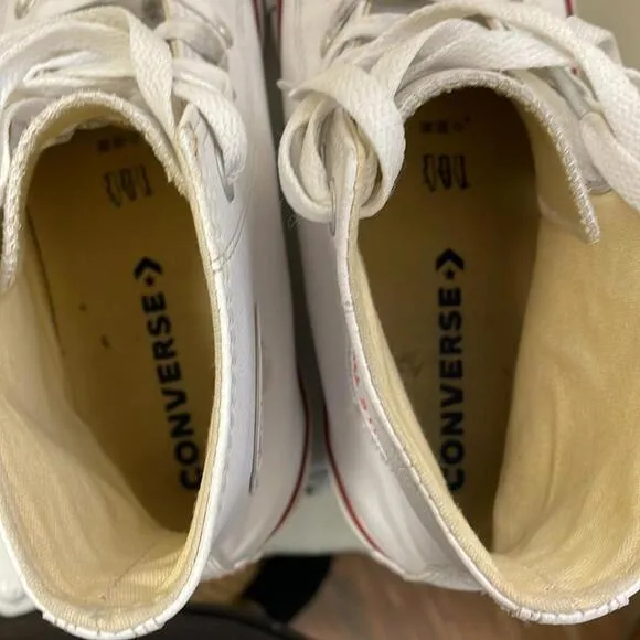 Converse - All Leather Hightop Classic Shoes - White - 8.5