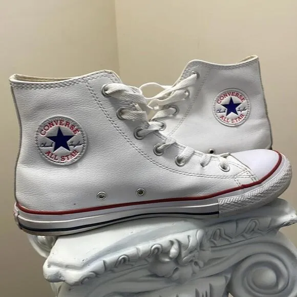 Converse - All Leather Hightop Classic Shoes - White - 8.5