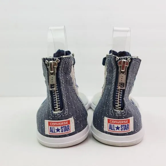 Converse All Star Gladiator Womens Size 7 Blue Denim Lace Zip Sandal Shoes 54724