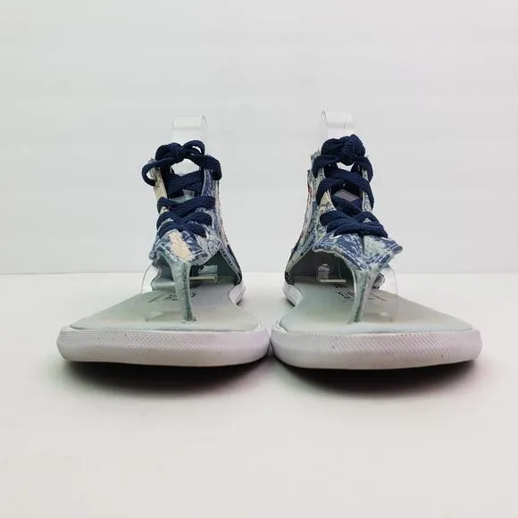 Converse All Star Gladiator Womens Size 7 Blue Denim Lace Zip Sandal Shoes 54724