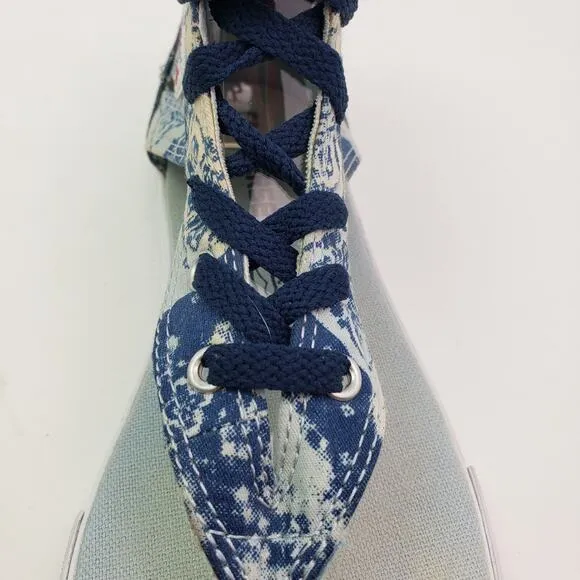Converse All Star Gladiator Womens Size 7 Blue Denim Lace Zip Sandal Shoes 54724