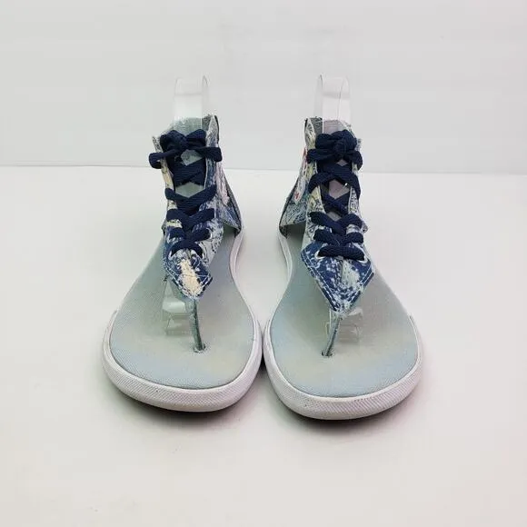 Converse All Star Gladiator Womens Size 7 Blue Denim Lace Zip Sandal Shoes 54724