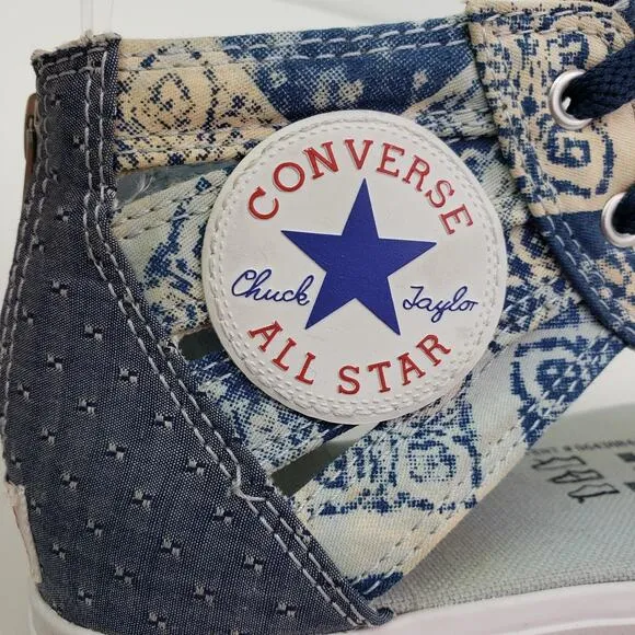 Converse All Star Gladiator Womens Size 7 Blue Denim Lace Zip Sandal Shoes 54724