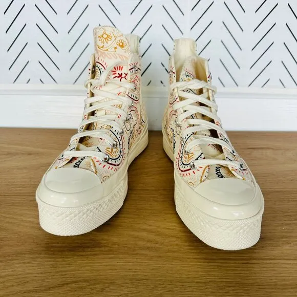⭐Converse Chuck 70 Plus Hi 7.5 Men's Shoes Beige Floral Paisley Sneakers A08172C