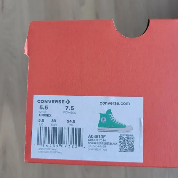 ⭐Converse Chuck Taylor All Star Hi Canvas Size 5.5 Mens Shoes Apex Green A08613F