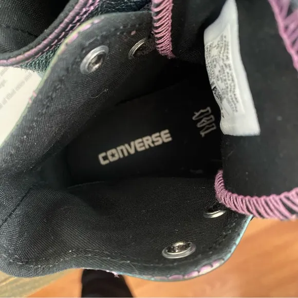 CONVERSE CHUCK TAYLOR ALL STAR PURPLE BLACK IRIDESCENT LEATHER HIGH TOP SHOES