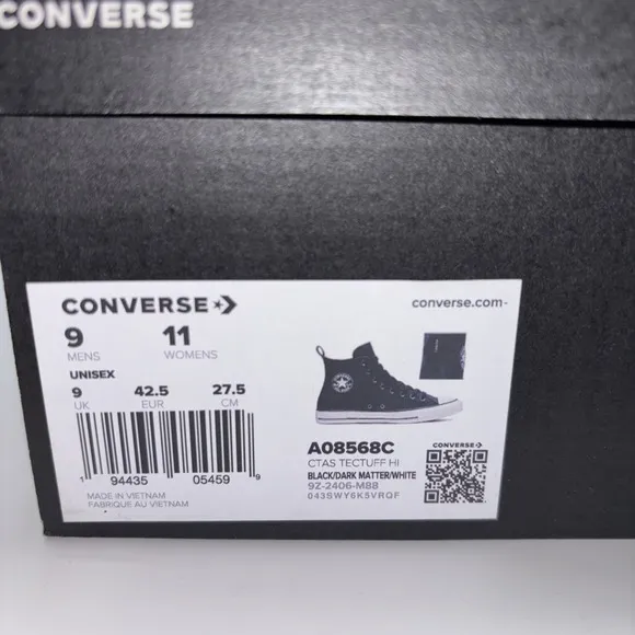 Converse Chuck Taylor All Star Tectuff Black/Dark Matter/White - Size 9