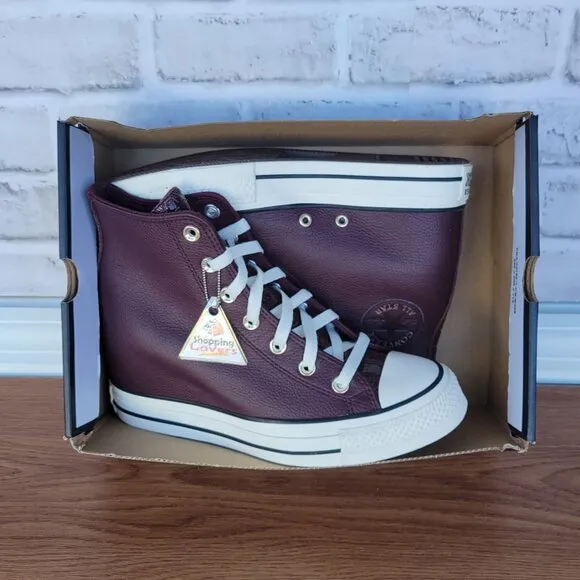 ⭐Converse Chuck Taylor All Star Wedge Sz 7 Leather Women Shoes Burgundy A12349C⭐