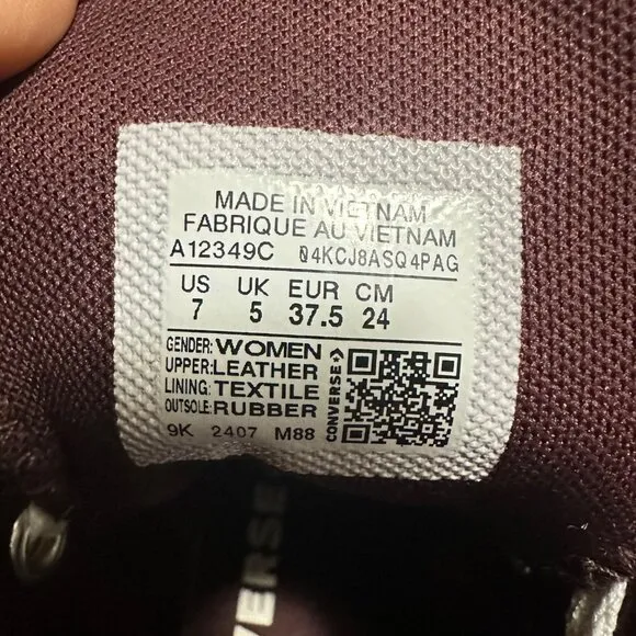 ⭐Converse Chuck Taylor All Star Wedge Sz 7 Leather Women Shoes Burgundy A12349C⭐