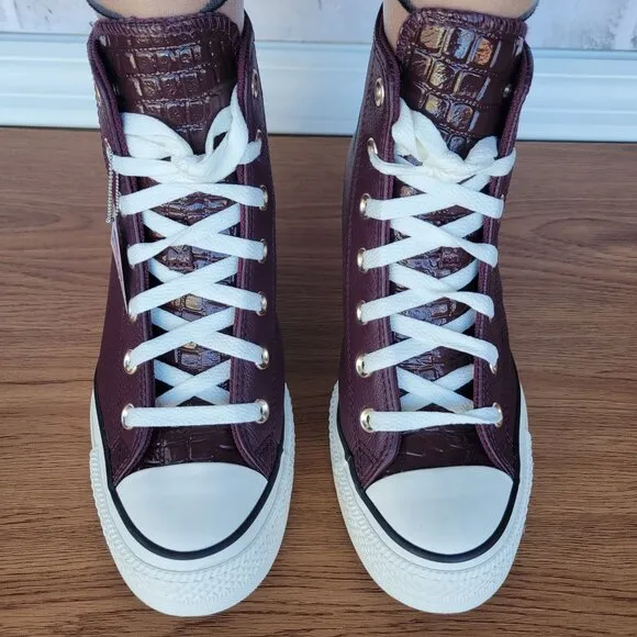 ⭐Converse Chuck Taylor All Star Wedge Sz 7 Leather Women Shoes Burgundy A12349C⭐