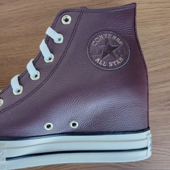 ⭐Converse Chuck Taylor All Star Wedge Sz 8 Leather Women Shoes Burgundy A12349C⭐