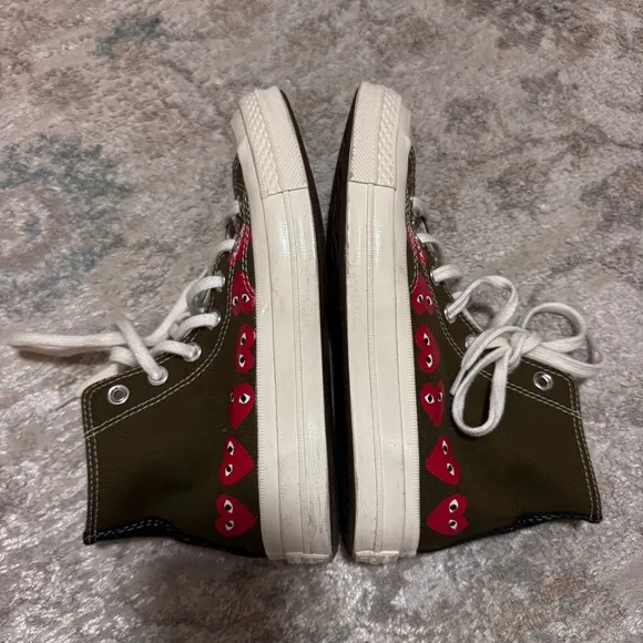 Converse × Comme Des Garçons Play Chuck 70 Hi &quot;Multi Hearts Green&quot; sneakers Sz 6