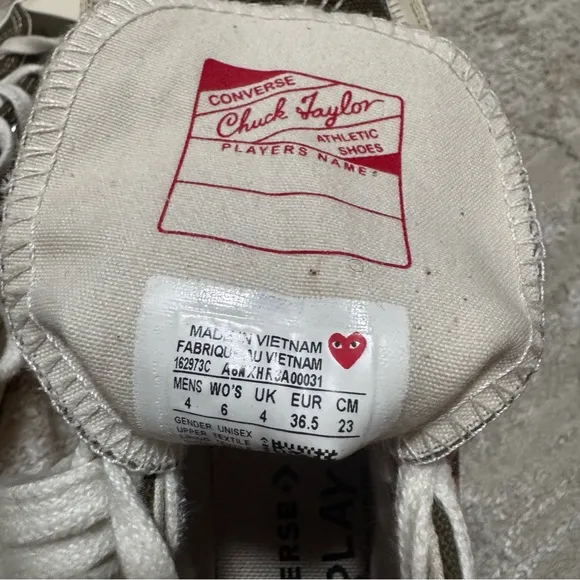 Converse × Comme Des Garçons Play Chuck 70 Hi &quot;Multi Hearts Green&quot; sneakers Sz 6
