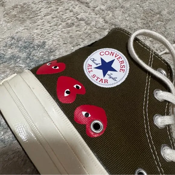 Converse × Comme Des Garçons Play Chuck 70 Hi &quot;Multi Hearts Green&quot; sneakers Sz 6