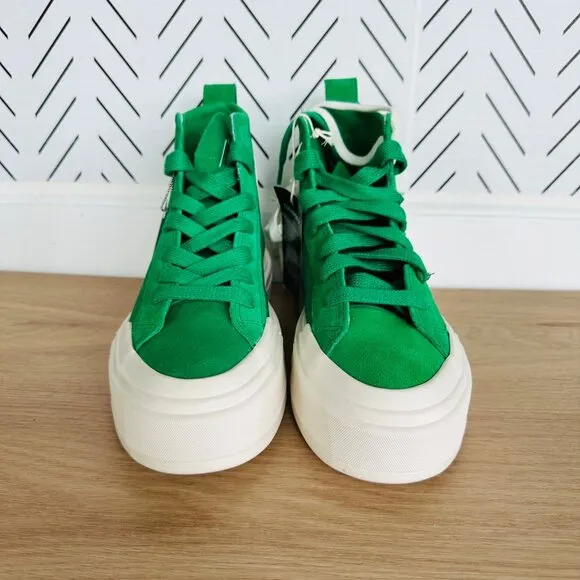 ⭐Converse Ctas Cruise Hi Womens Shoes Size 8 Platform Canvas Suede Green A10239C
