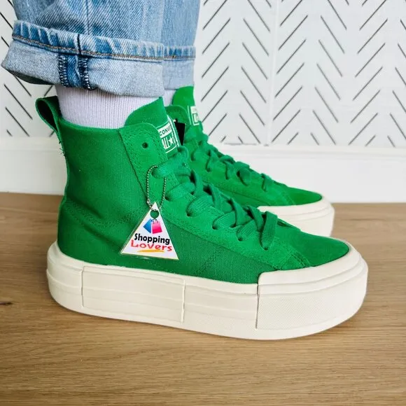 ⭐Converse Ctas Cruise Hi Womens Shoes Size 8 Platform Canvas Suede Green A10239C
