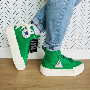 ⭐Converse Ctas Cruise Hi Womens Shoes Size 8 Platform Canvas Suede Green A10239C
