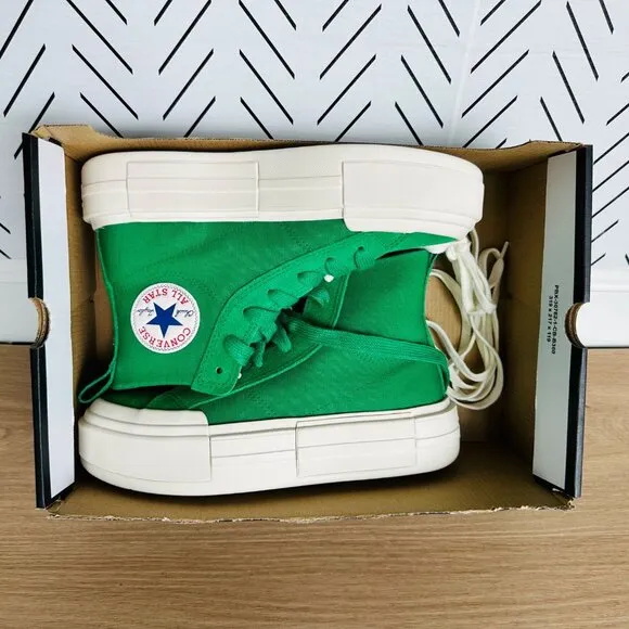 ⭐Converse Ctas Cruise Hi Womens Shoes Size 8 Platform Canvas Suede Green A10239C