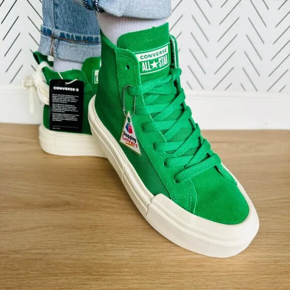 ⭐Converse Ctas Cruise Hi Womens Shoes Size 8 Platform Canvas Suede Green A10239C