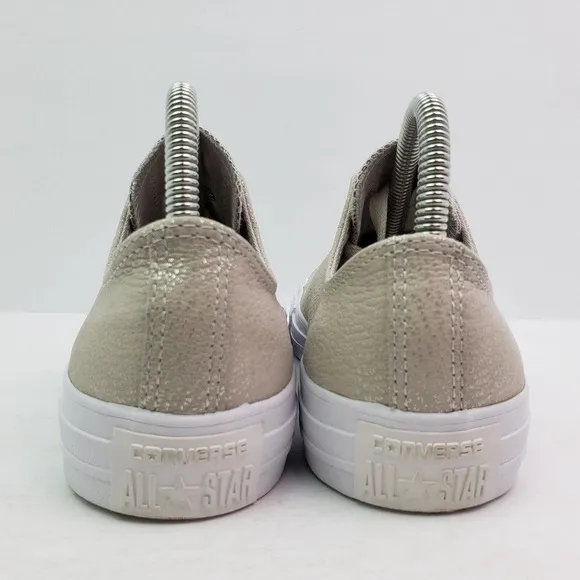 Converse CTAS Ox Womens Size 8 Pale Putty Silver White Low Sneaker Shoes 559884C