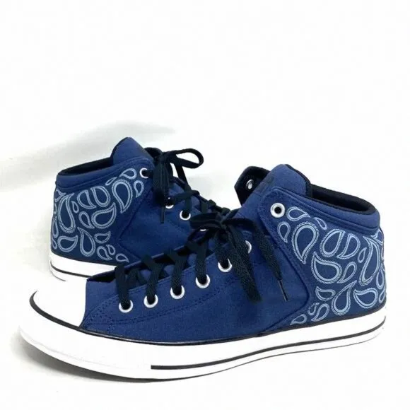 Converse Ctas Street Mid For Men Canvas Sneakers Navy A02822F Shoes Casual White