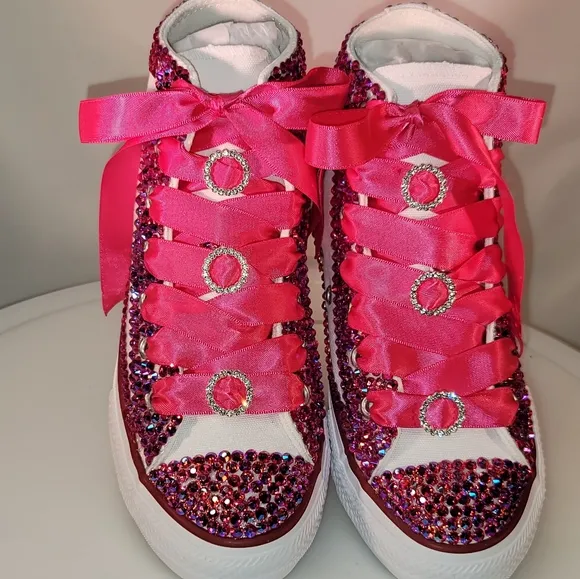 Converse Kids' Pink Rhinestone High-Top Sneakers