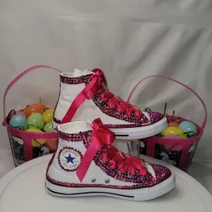 Converse Kids' Pink Rhinestone High-Top Sneakers