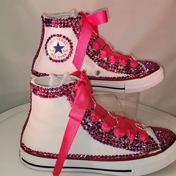Converse Kids' Pink Rhinestone High-Top Sneakers