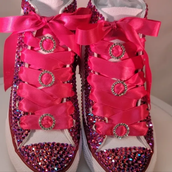 Converse Kids' Pink Rhinestone High-Top Sneakers