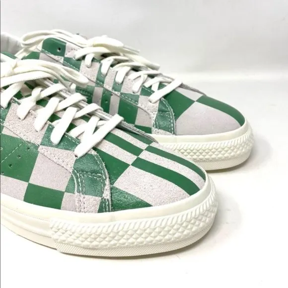 Converse One Star Low Top Suede Checker White Green Men’s Sneakers 172353C