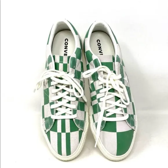 Converse One Star Low Top Suede Checker White Green Men’s Sneakers 172353C