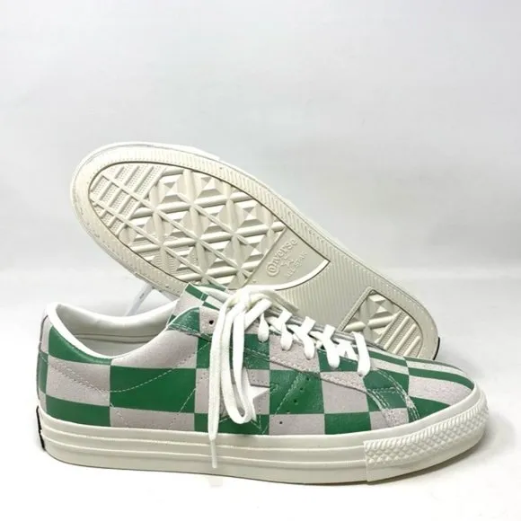Converse One Star Low Top Suede Checker White Green Men’s Sneakers 172353C
