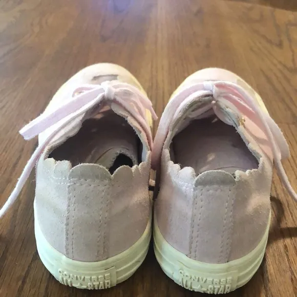 Converse pink suede scalloped sneakers size 3 fancy cute girly fun GUC