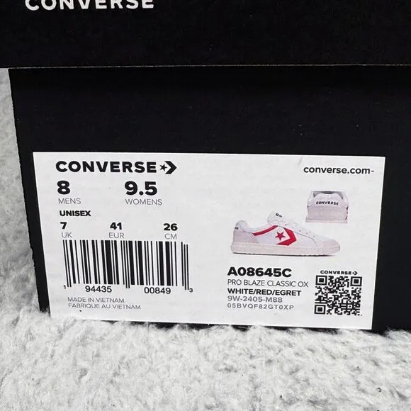 Converse Pro Blaze Classic OX Low Retro '90s Mens Size 8 Sneaker Shoes White Red