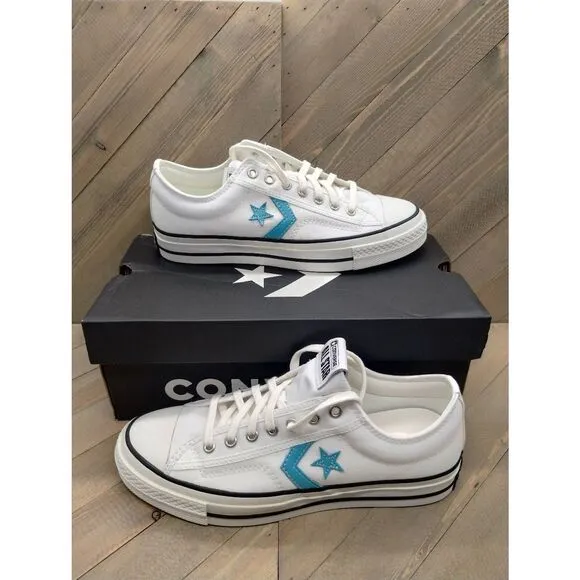 Converse Star Player 76 White‎ Ocean Drip Blue Casual Sneakers Womens Size 9.5
