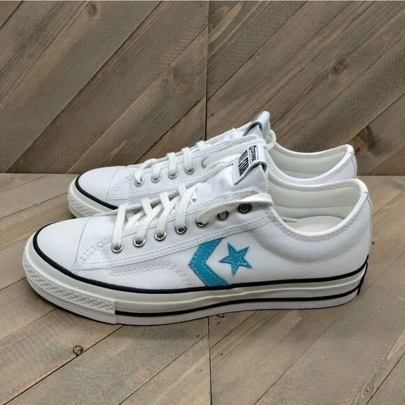 Converse Star Player 76 White‎ Ocean Drip Blue Casual Sneakers Womens Size 9.5