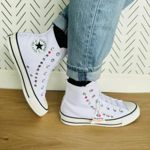 💎Converse Women Fashion sneShoes Sz 7.5 Chuck Taylor All Star Hi Y2K Gems White