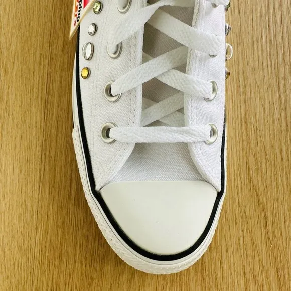 💎Converse Women Fashion sneShoes Sz 7.5 Chuck Taylor All Star Hi Y2K Gems White
